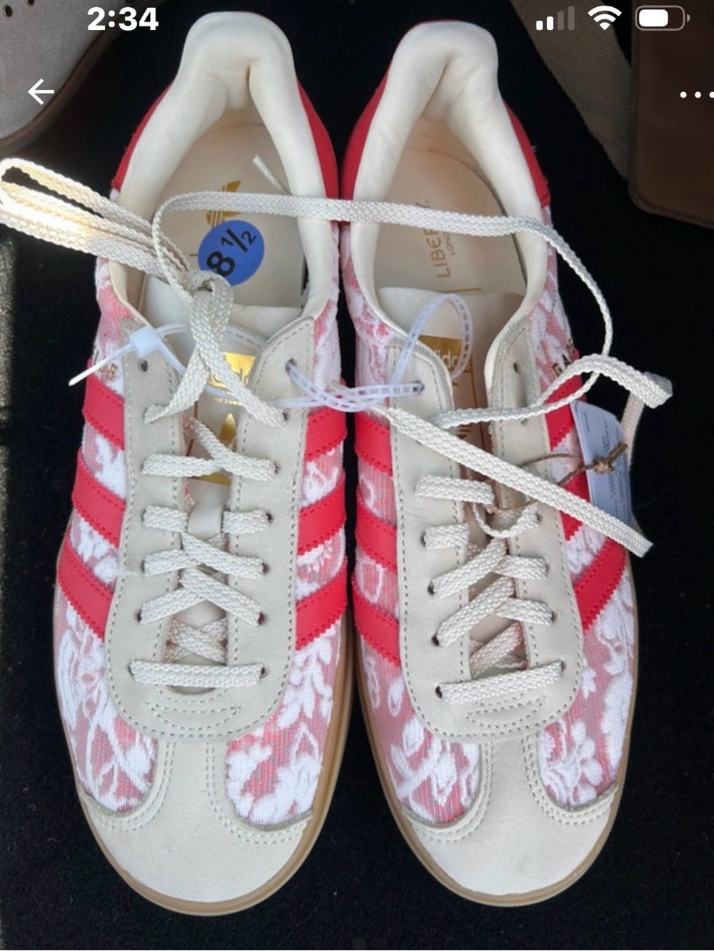 Women's adidas gazelle Lace-Print Casual Sneaker in red and cream- brand new